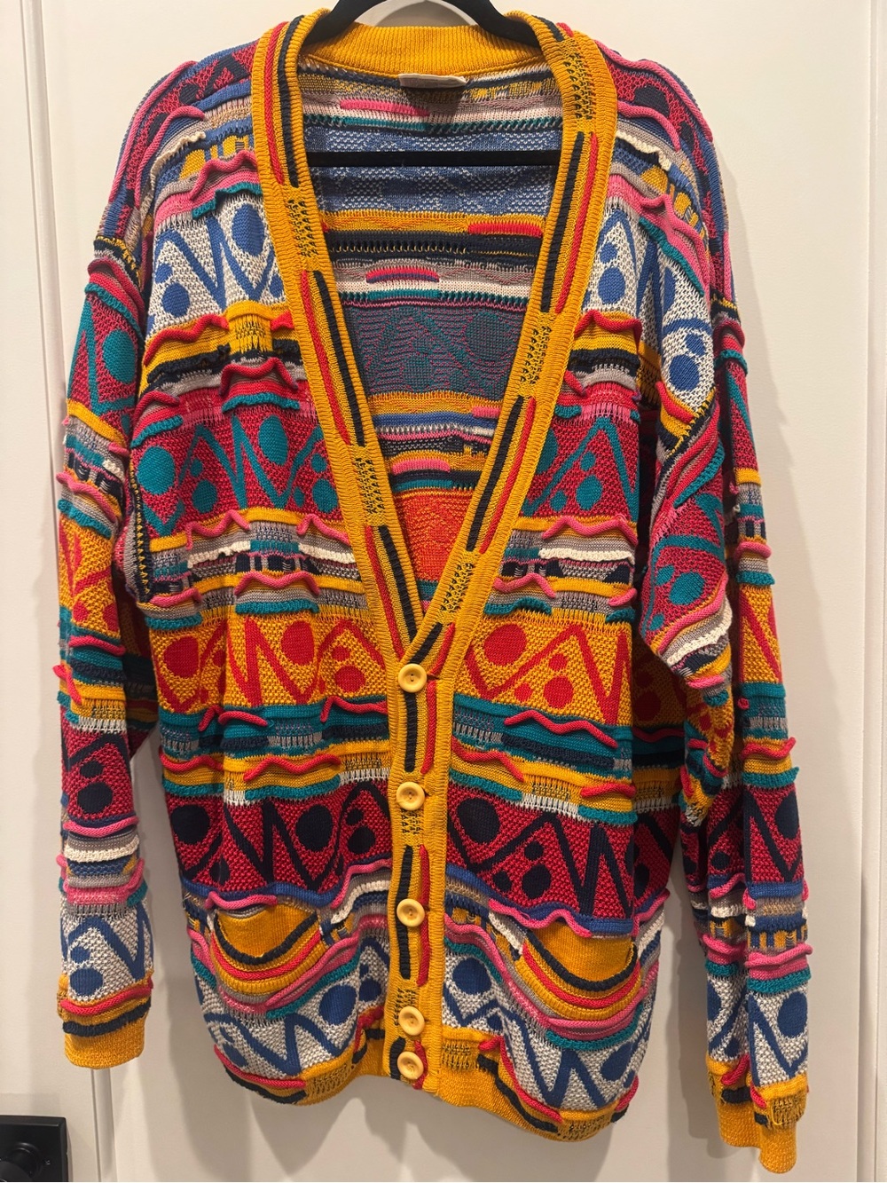 COOGI Geo-Patterned Multicolor Textured Cardigan